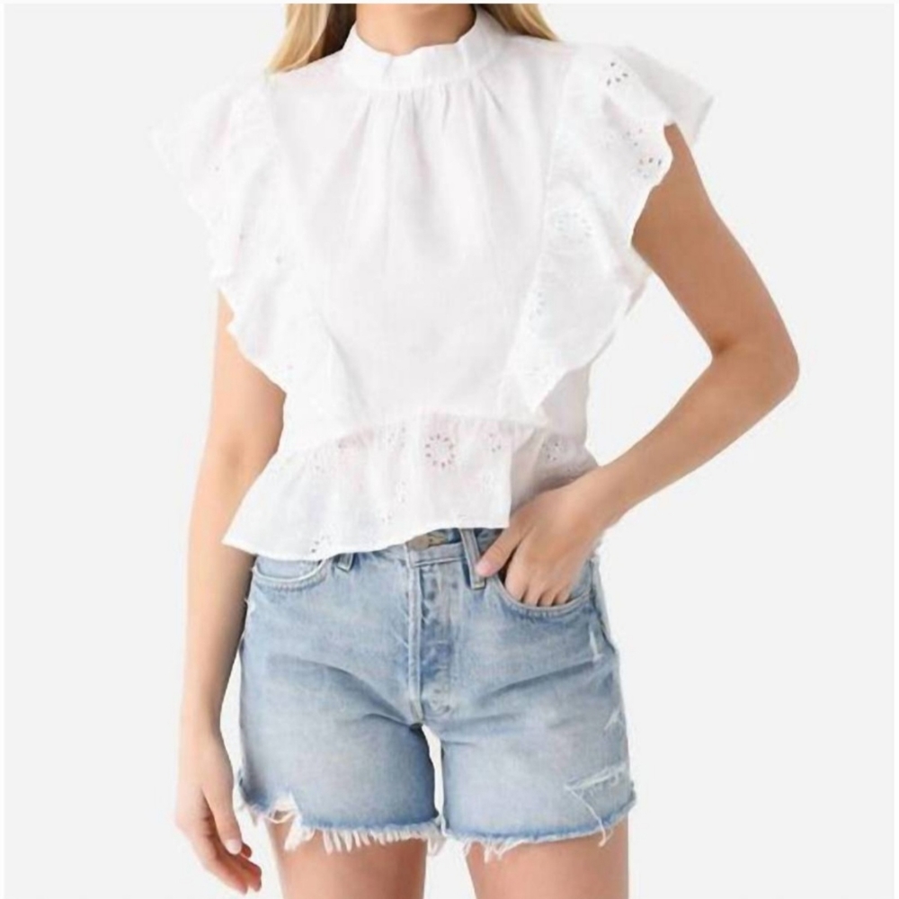 NWT FRAME White Eyelet Peplum Top - S